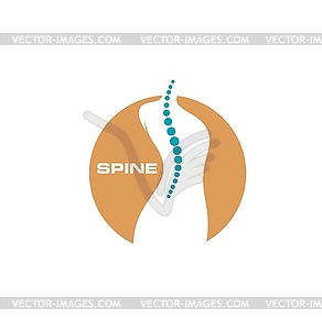 Хиропрактика, физиотерапия боли в позвоночнике, значок тела - векторное графическое изображение