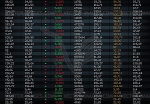 Stock exchange board, market index graphs, charts - royalty-free vector image