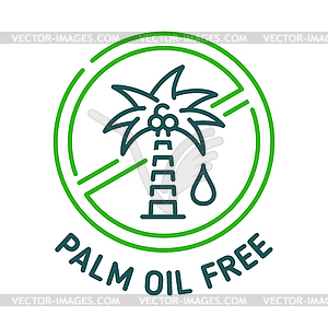 Palm oil free outline icon, sign or simple label - vector image