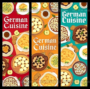 German cuisine food banners, Germany meals dishes - vector clip art