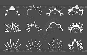 Cartoon bomb explosion and comic boom blast clouds - vector clipart