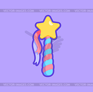 Letter I unicorn font type, ABC magic star stick - vector image