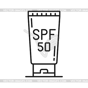 Sunscreen cosmetics. SPF cream blocks sun rays - vector image