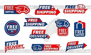 Free delivery icons, truck and arrow for shipping - vector image