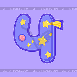 4 digit, number four figure unicorn data score - vector clipart