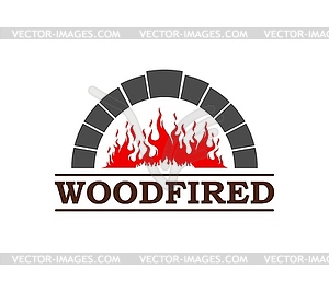 Fireplace, firewood stove icon or emblem - vector clip art