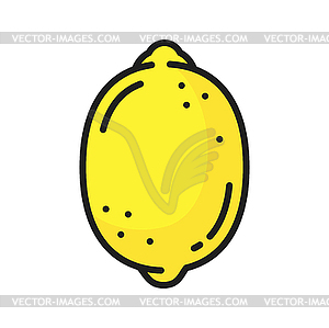 Lemon citrus ripe raw fruit, food line icon - vector clip art