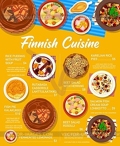 Finnish cuisine food menu page design template - vector EPS clipart