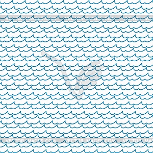 Blue ocean and sea waves summer seamless pattern - vector clipart