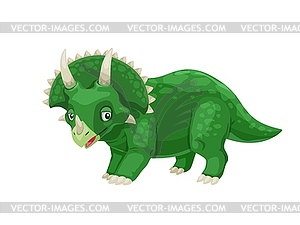 Мультяшный динозавр Трицератопс комичный персонаж - векторный клипарт / векторное изображение