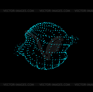 Futuristic sphere of dots particles, sci fi mesh - vector image