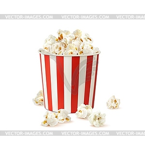 Popcorn bucket, realistic pop corn container - vector clip art