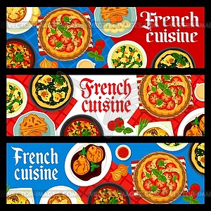 Ресторан французской кухни продовольственные баннеры - векторная графика