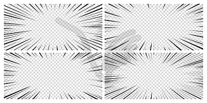 Manga transparent background, anime radial lines - vector image