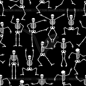 Танец скелета на Хэллоуин бесшовный узор - векторный клипарт EPS