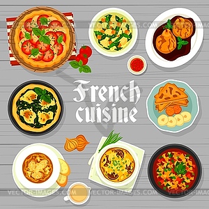 French cuisine meals menu cover page - vector image