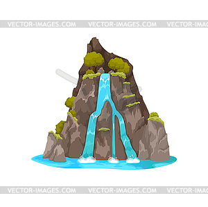 Cartoon waterfall, water cascade, nature landscape - vector image