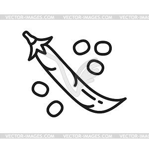 Pea pod legume bean food line icon - vector image