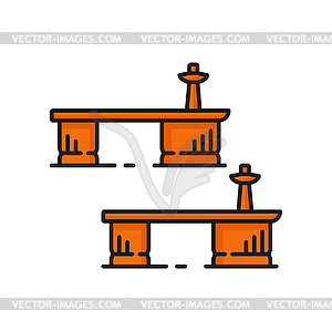 Paduka ancient footwear in India, sole with post - vector image