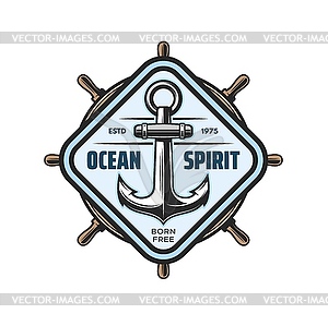 Marine heraldic ship anchor, nautical sailing icon - vector clipart