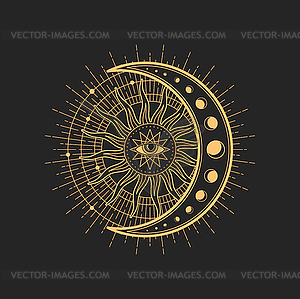 Magic tarot esoteric sign with eye and crescent - vector clipart / vector image