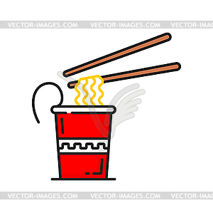 Noodles box with chopsticks fastfood delivery icon - vector clipart