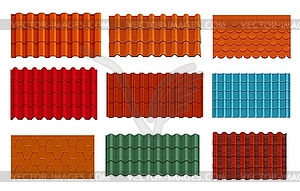 Roof tiles texture backgrounds, house rooftops - vector clipart