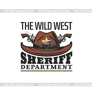 Вестерн департамента шерифа, ковбойская шляпа Дикого Запада - стоковое векторное изображение