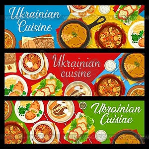 Ukrainian cuisine restaurant meals banners - vector EPS clipart