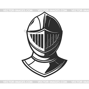 Knight warrior helmet, heraldry armor with visor - vector image