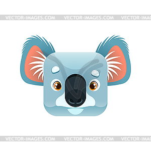 Cartoon koala kawaii square animal face, icon - vector clipart