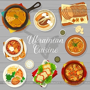 Ukrainian cuisine menu cover page design - vector image