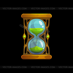 Magic sand glass clock, sandglass or hourglass - vector clipart
