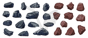 Cartoon rock stones and boulders, rubble, gravel - royalty-free vector clipart