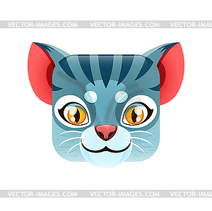 Cartoon cat kawaii square animal face funny kitten - vector clipart