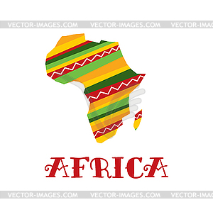 Africa map icon, African travel, culture and art - vector image