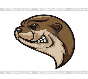 Otter head, cartoon animal mascot - vector image