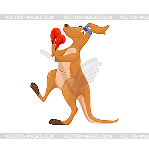 Мультяшный боксерский персонаж кенгуру, животное-боксер - векторная графика