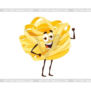 Cartoon fettuccine pasta character comical cuisine - vector clipart