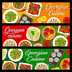 Georgian cuisine restaurant meals banners - vector clipart