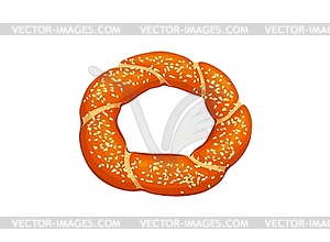 Cartoon turkish simit, one bagel - vector image