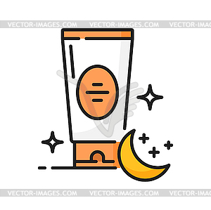 Night cream or lotion skin care outline icon - vector image