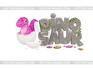 Cartoon funny dinosaur character and dino egg - vector image