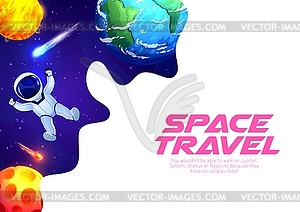 Astronaut, outer space, landing page galaxy planet - vector image