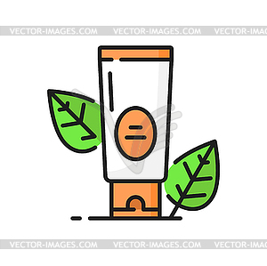 Hand and face natural cream skin care line icon - vector image