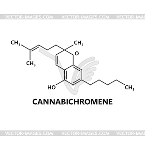 Cannabichromene cannabinoid molecule structure - vector image