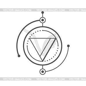 Geometric boho tattoo, occult magic line sign - vector image