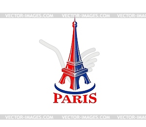 Paris Eiffel tower, France vacation travel icon - vector clip art