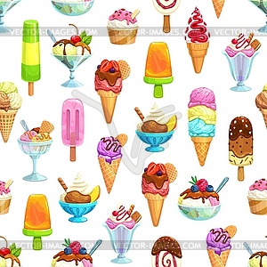 Cartoon ice cream frozen dessert seamless pattern - vector EPS clipart