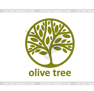 Оливковое дерево, символ или пиктограмма сельскохозяйственной компании - векторное изображение EPS
